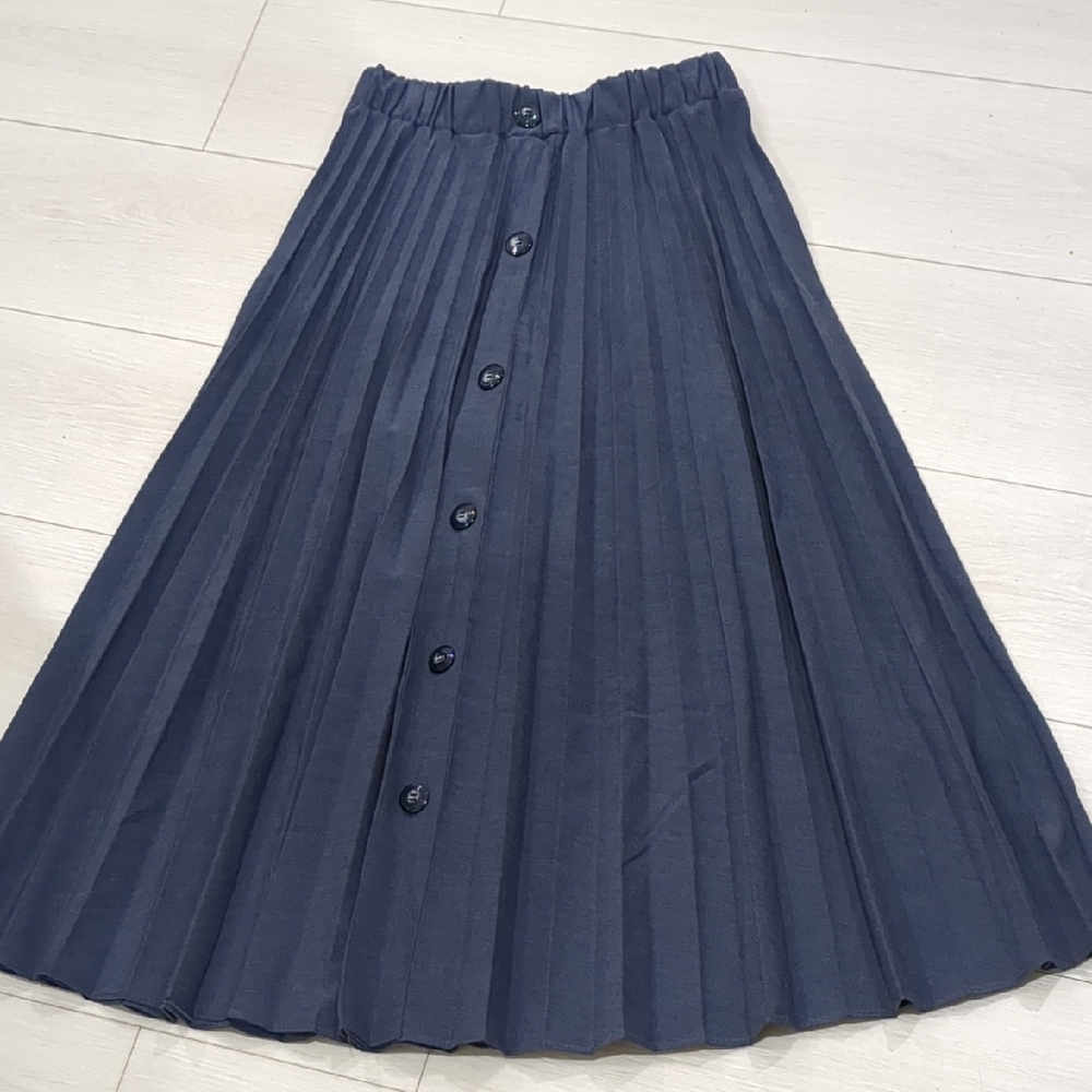 Sam Fashion Size Small Navy Blue Pleated Button-Down Skirt
